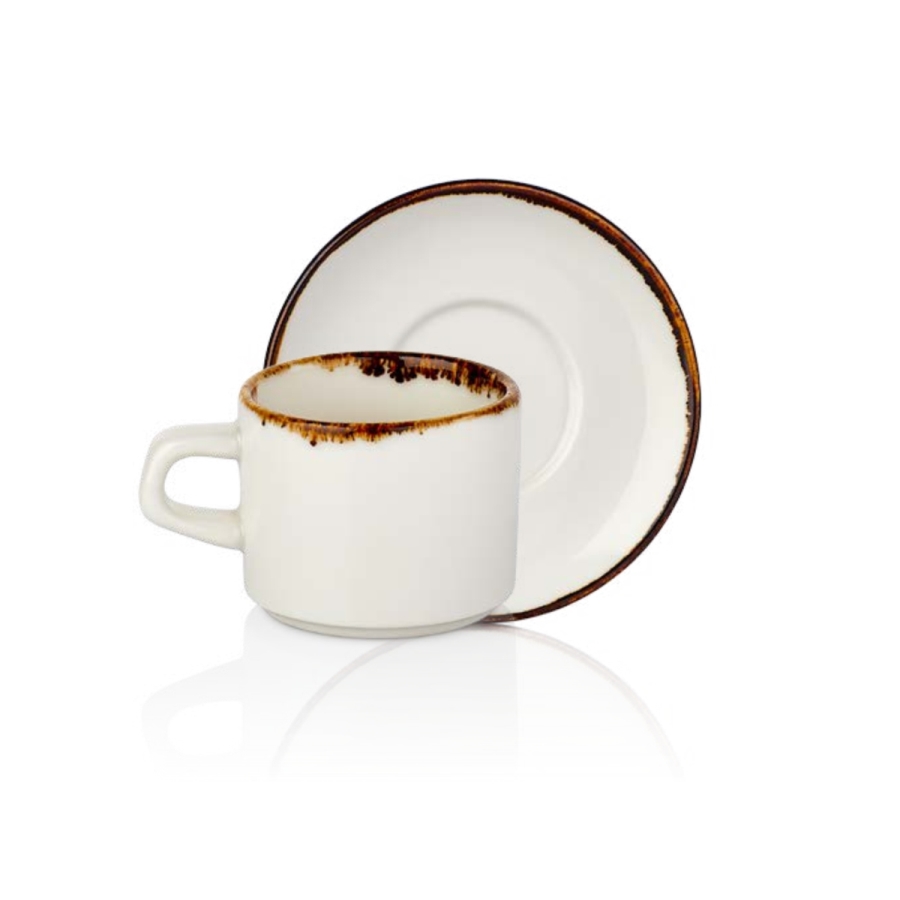 By Bone Gleam Porselen Kahve Fincanı ve Tabağı