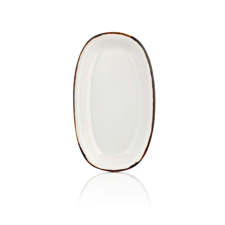 By Bone Gleam Porselen Oval Tabak 15cm