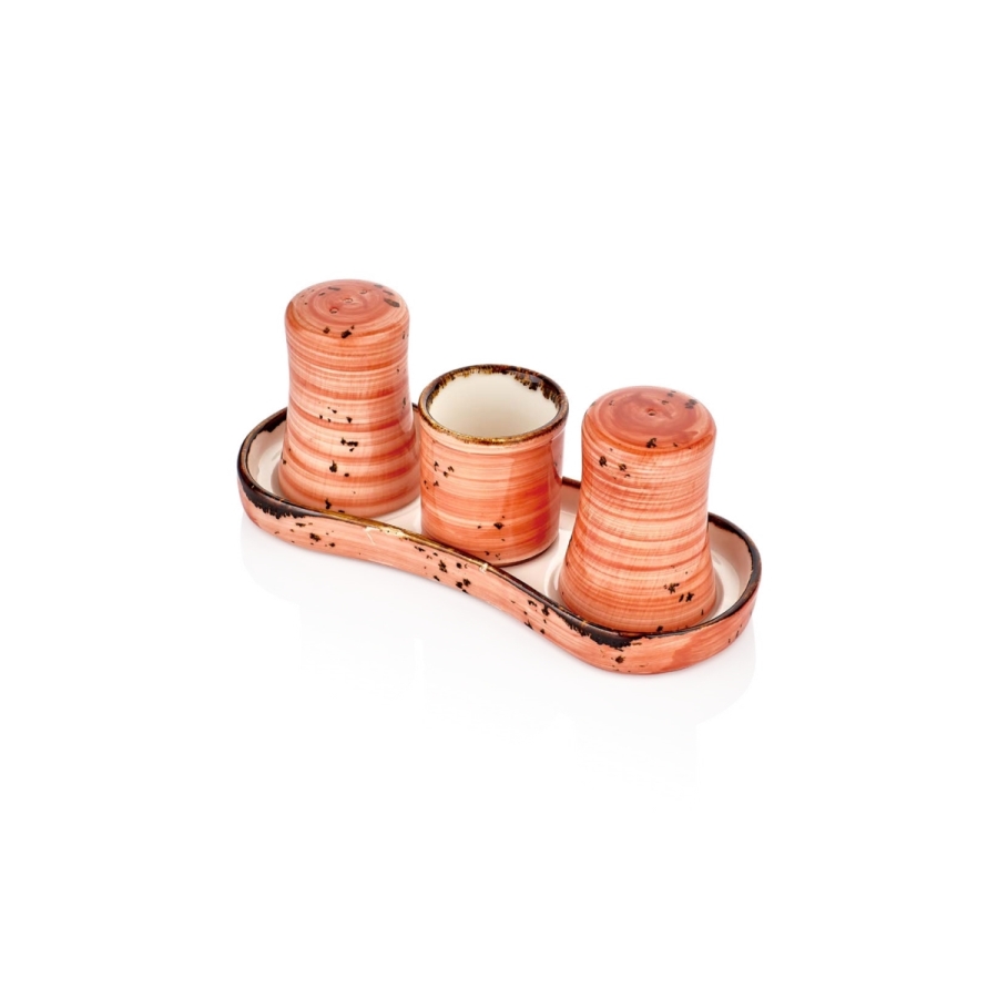 By Bone Laterite Porselen Tuzluk Biberlik Kürdanlık Set Tabağı 20cm