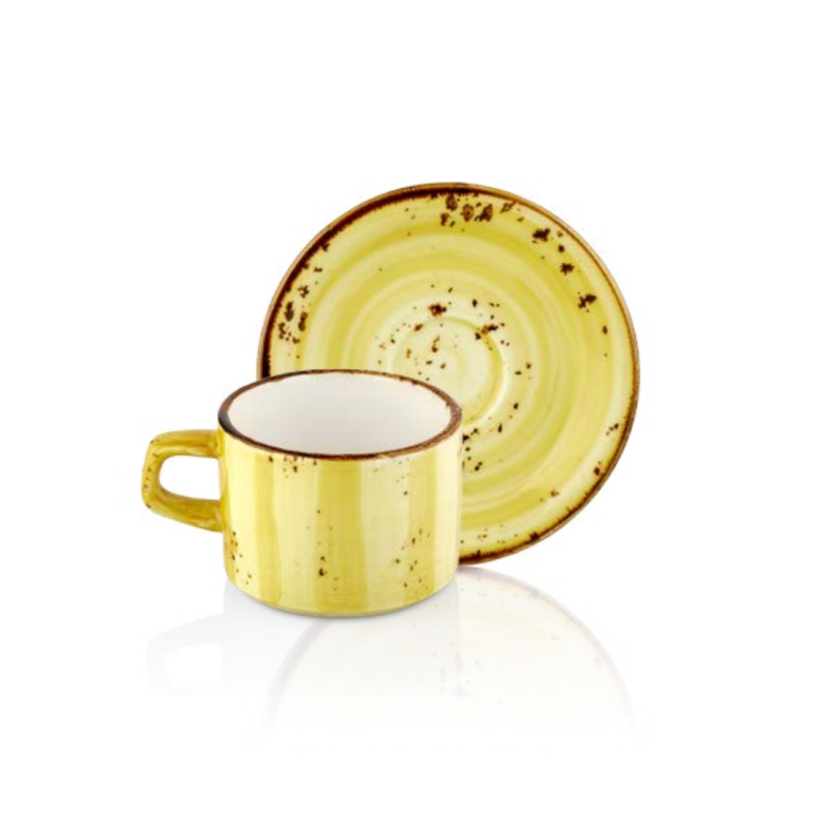 By Bone Sun Porselen Çay Fincanı ve Tabağı 175cc