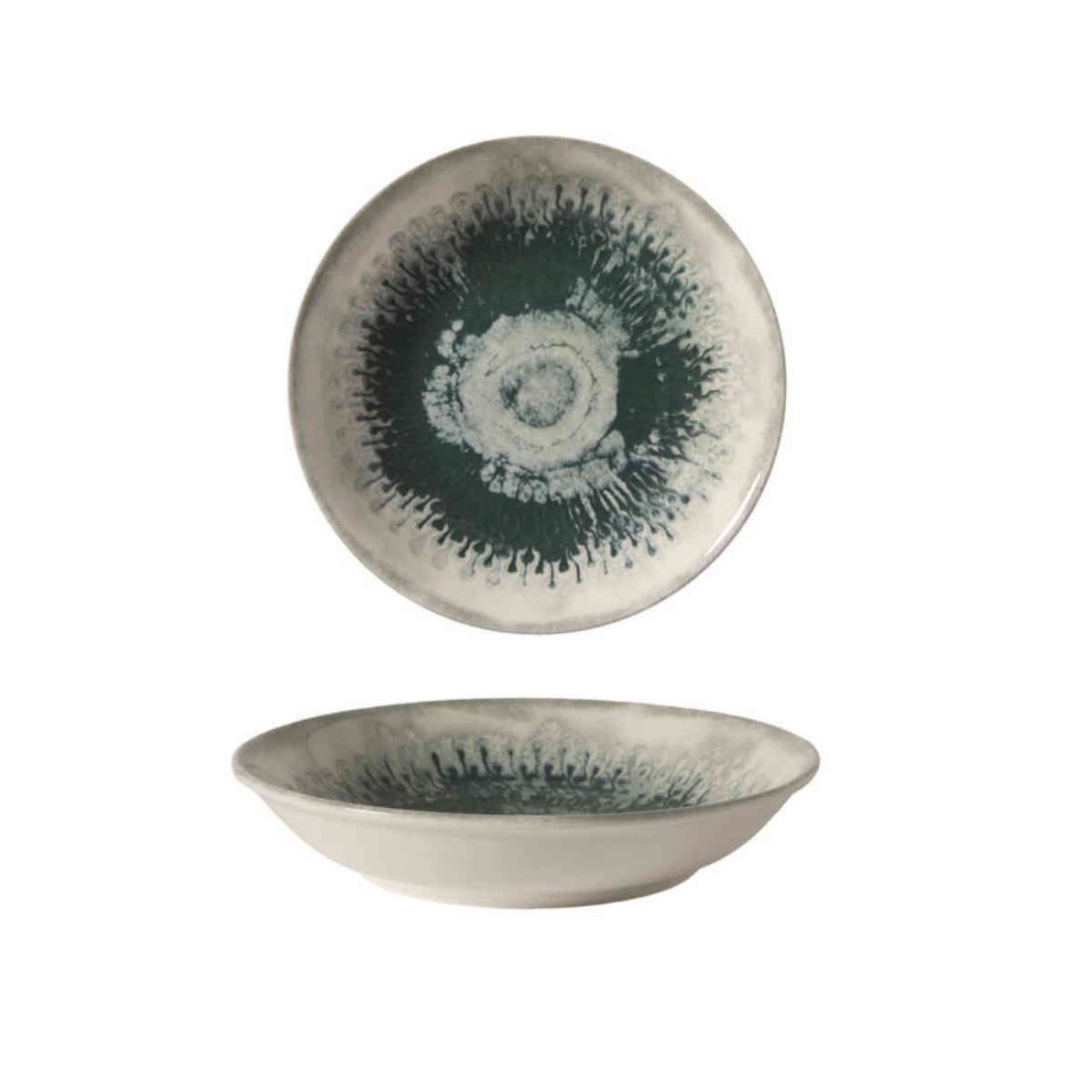 Gural Porcelain Green Drop Deep Plate 20cm
