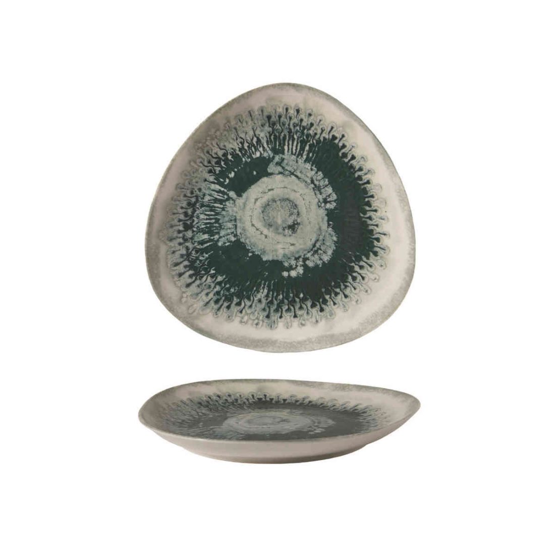 Gural Porcelain Green Drop Pera Flat Plate 27cm