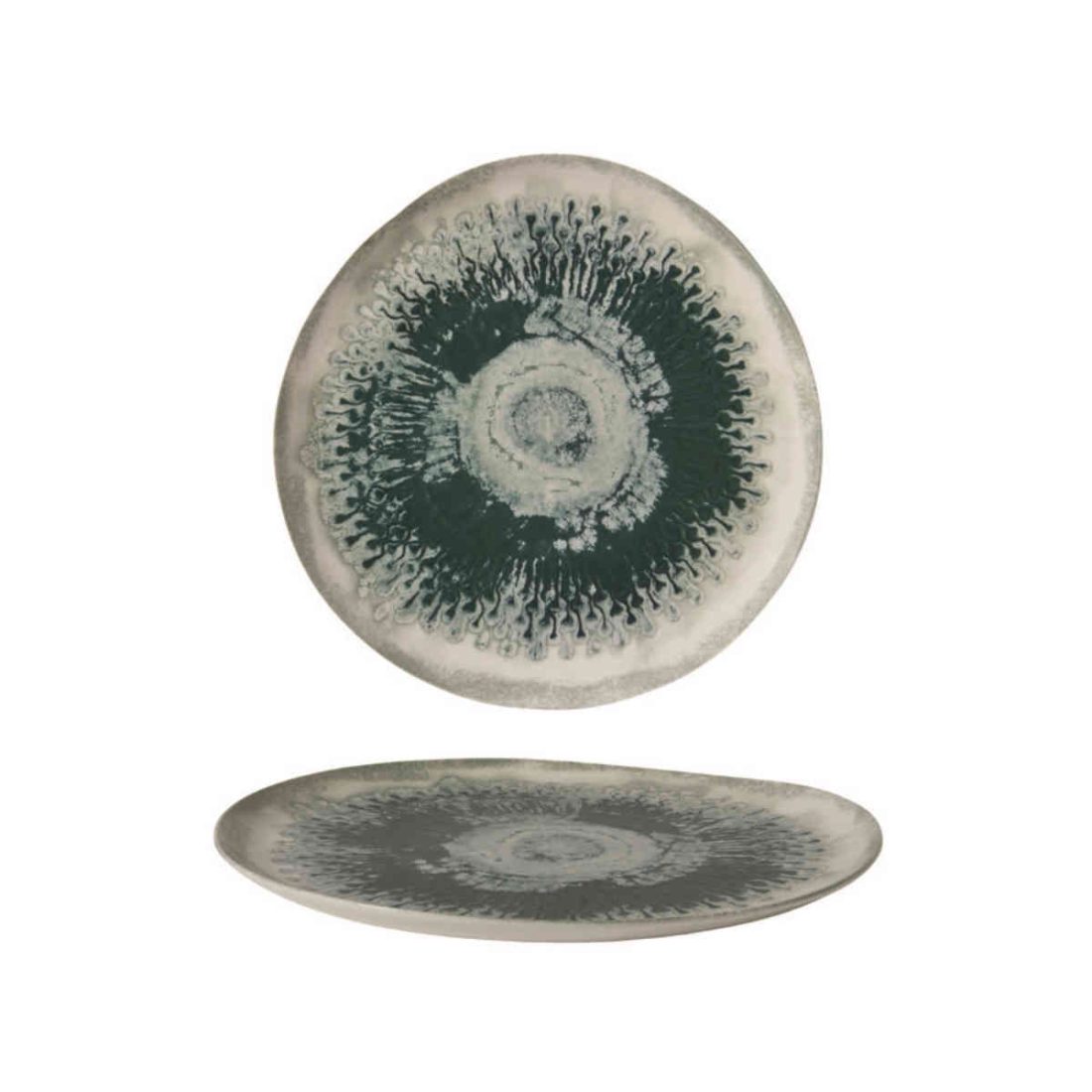 Gural Porcelain Green Drop Roden Flat Plate 30cm