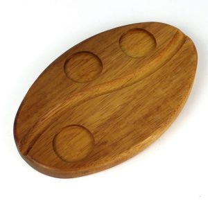 Kuvarz Wooden Turkish Coffee Presentation Board Oval 24x15cm Iroko