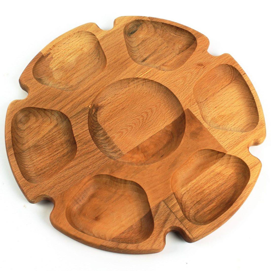 Kuvarz Wooden Breakfast Snack Bowl 7 Sections Round 29cm Beech 3 Kuvarz Wooden Breakfast Snack Bowl 7 Sections Round 29cm Beech - Image 3