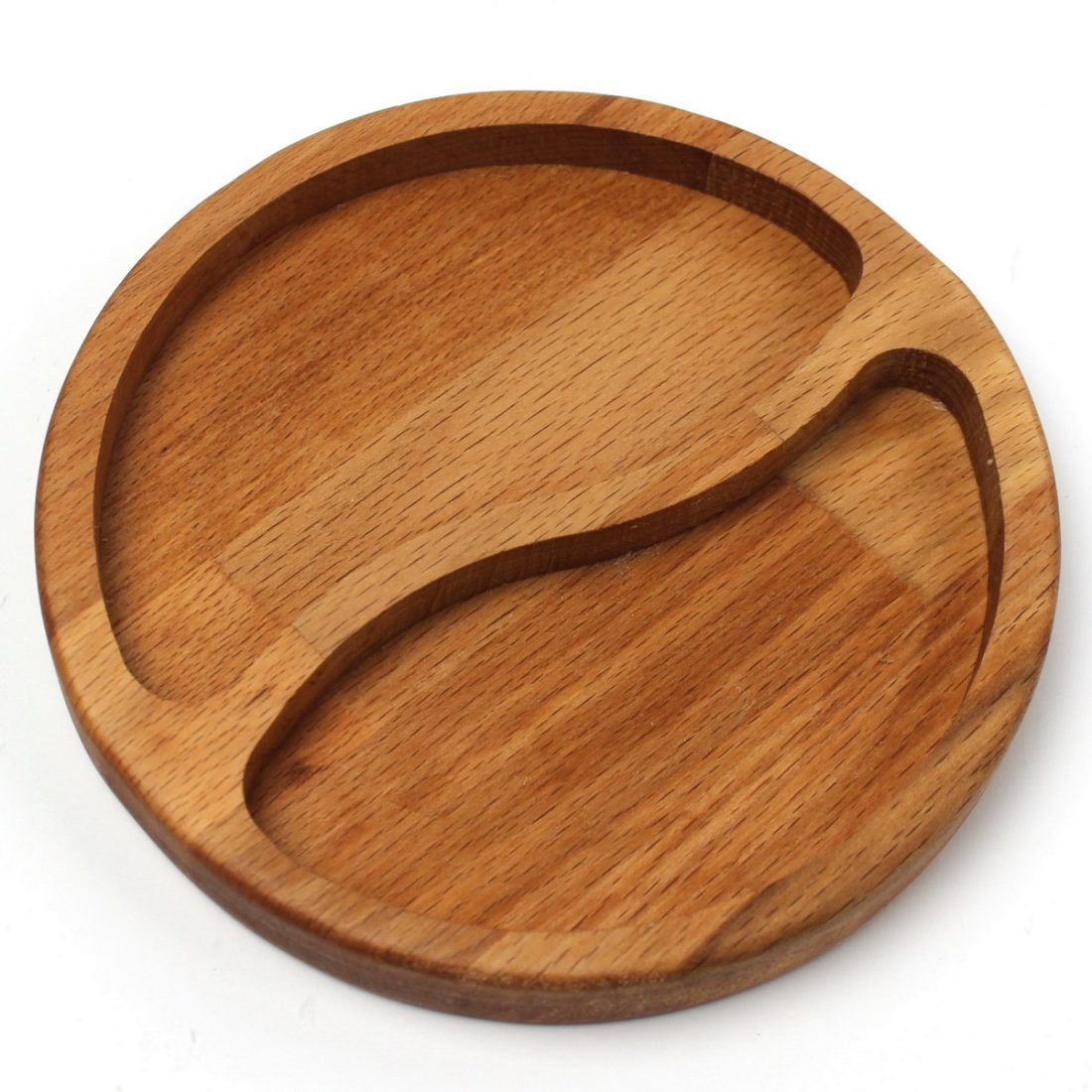 Kuvarz Wooden Snack Bowl 2 Section Round Plate 15cm