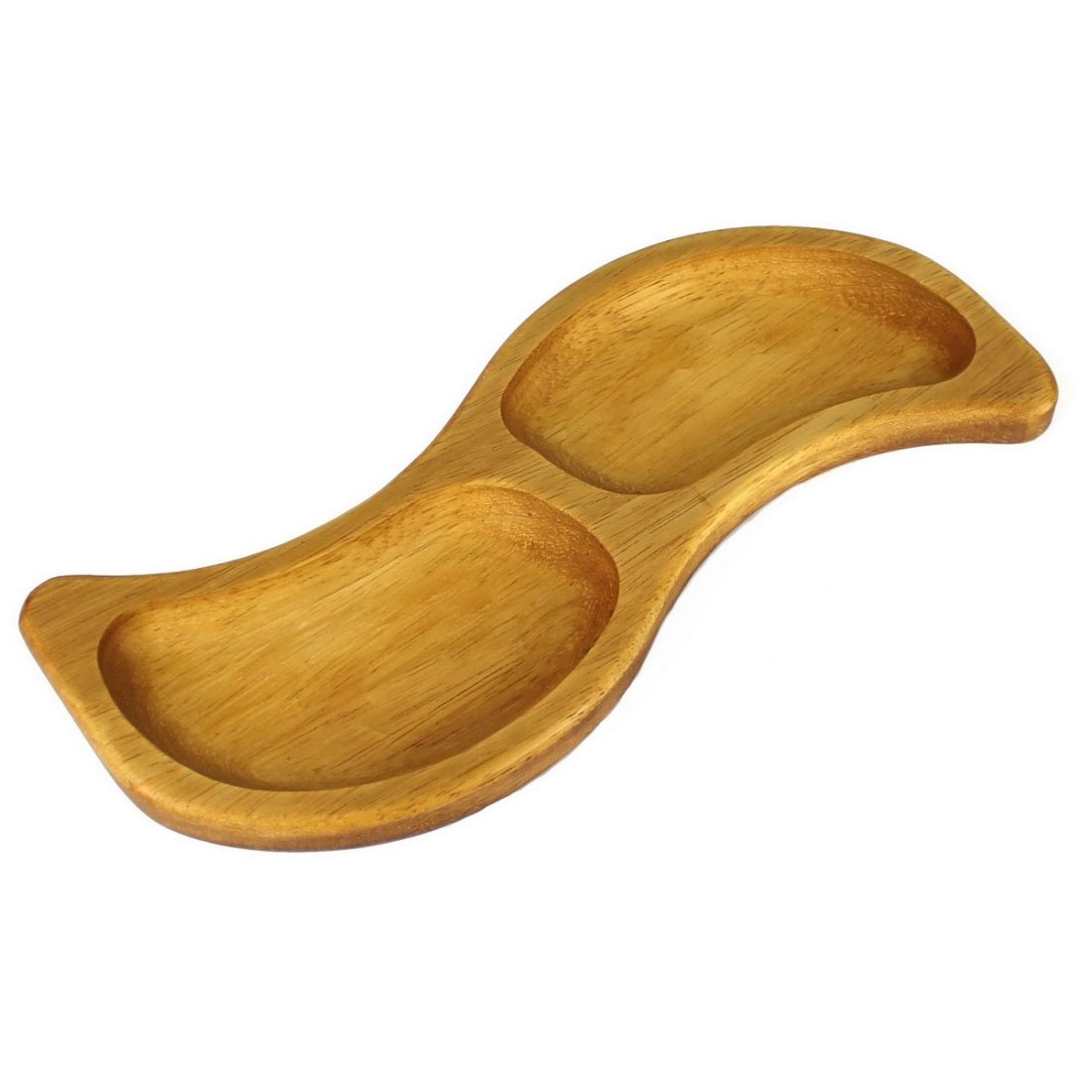 Kuvarz Wooden Snack Coffee Serving "S" 2 Sections 30x12cm Iroko