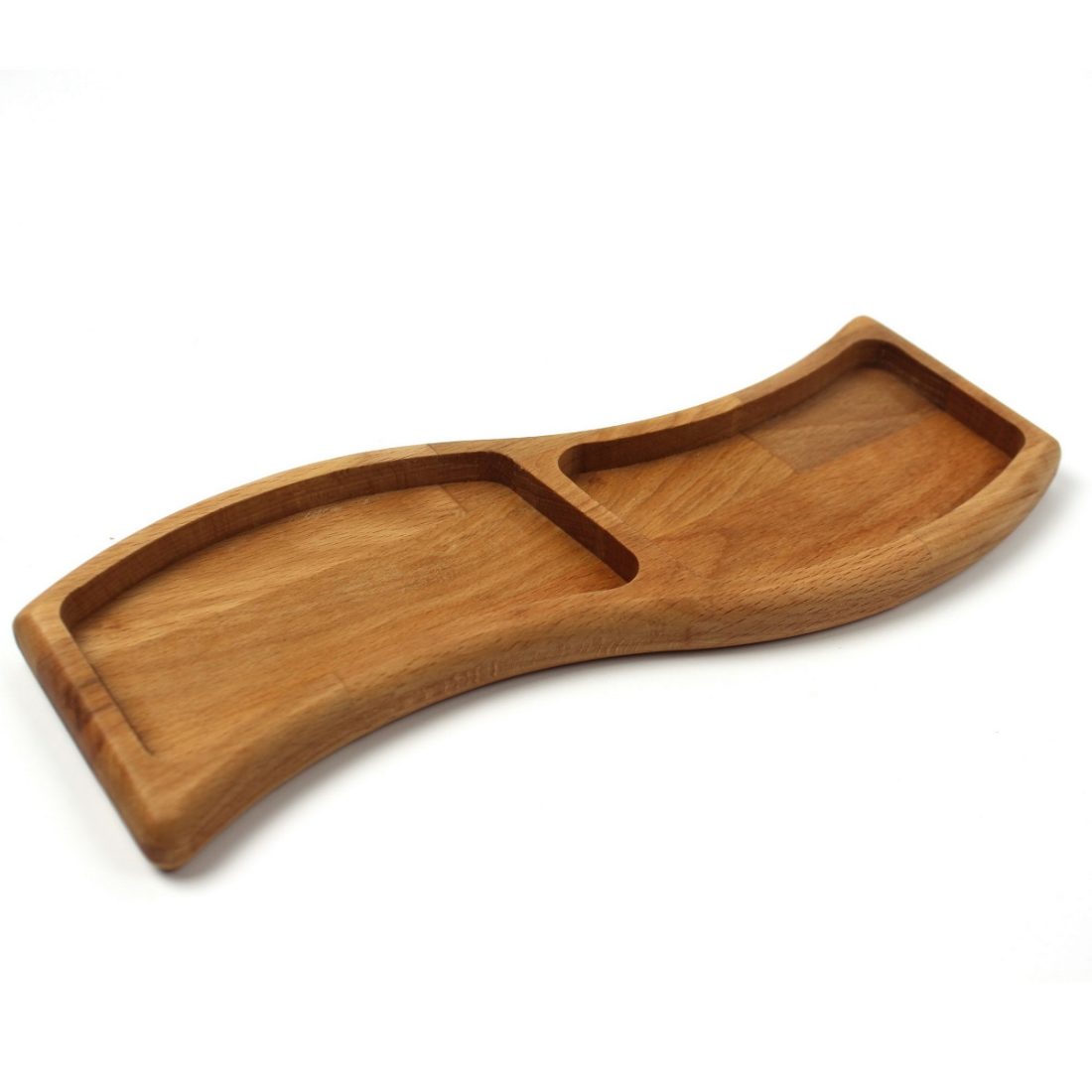 Kuvarz Ahşap Çerezlik Kahvalık "S" 2 Bölmeli 29x13cm