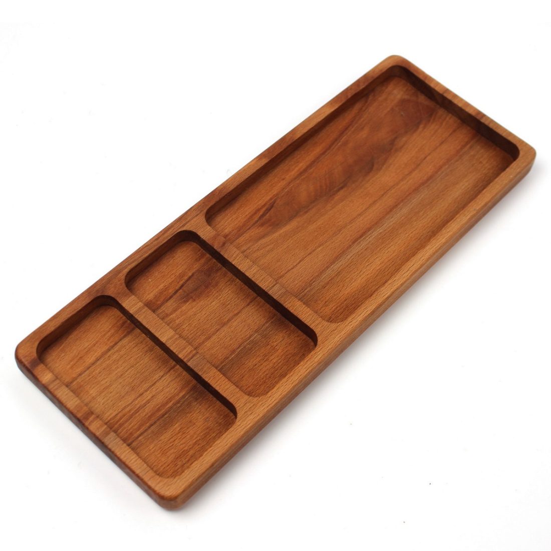 Kuvarz Ahşap Çerezlik Kahvalık 4 Bölmeli 33x12cm