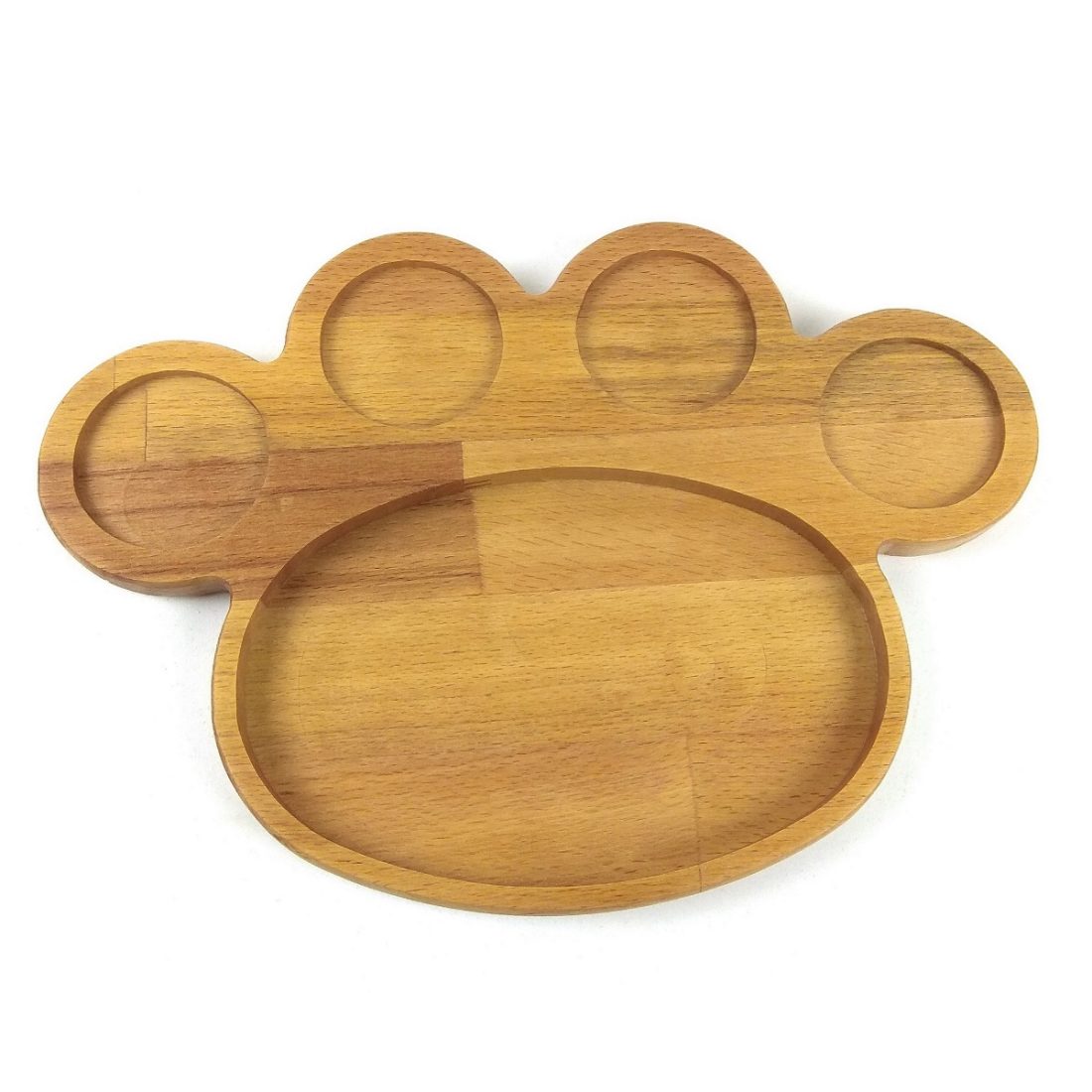 Kuvarz Ahşap 4 Sosluk Bölümlü Servis Tabağı 21x18cm