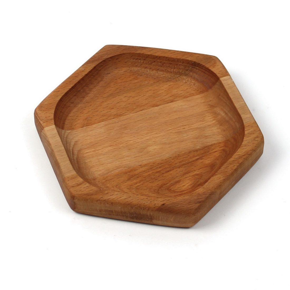 Kuvarz Ahşap Altıgen Sunum Tabağı 13x12cm