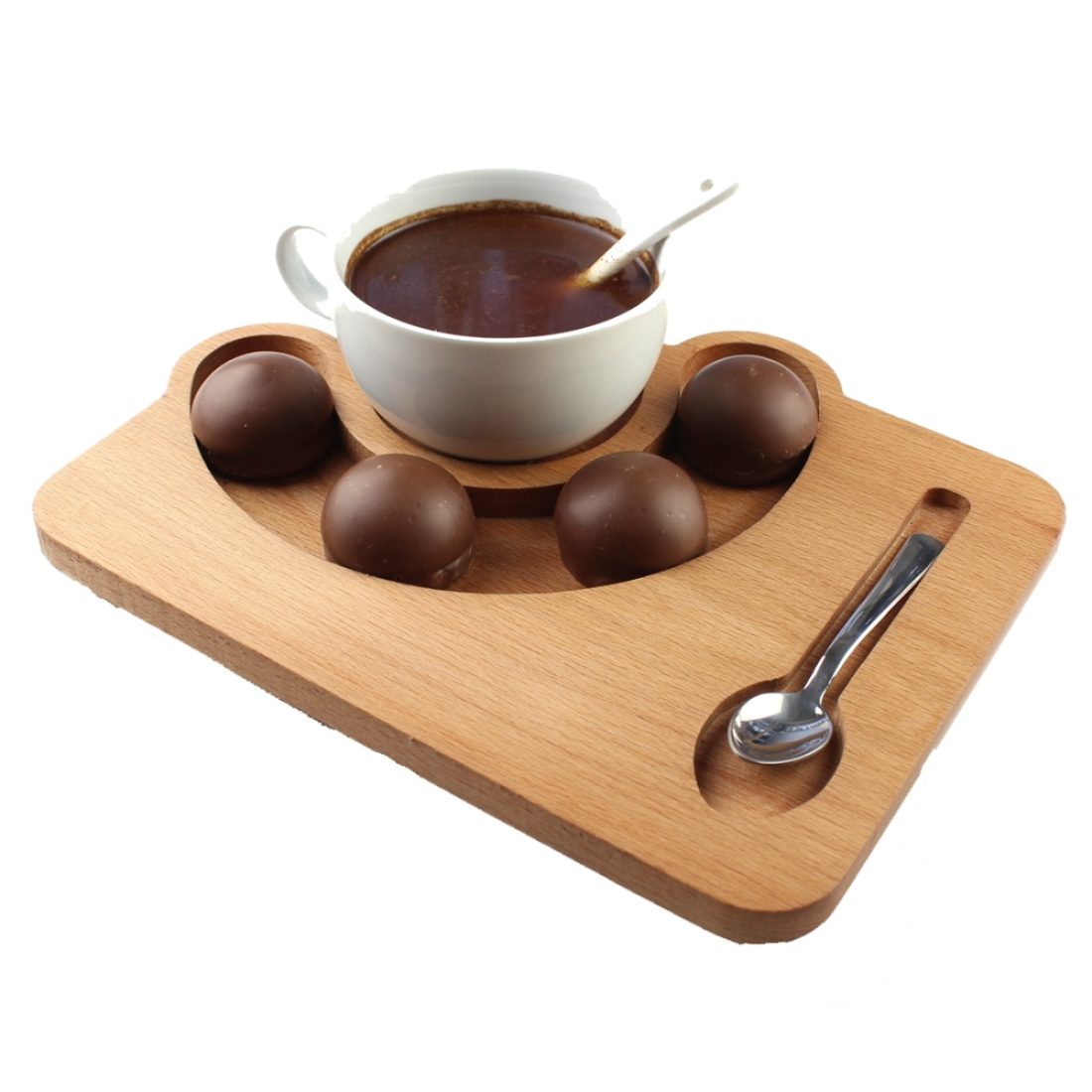 Kuvarz Ahşap Nescafe İkram Tabağı 23x17cm