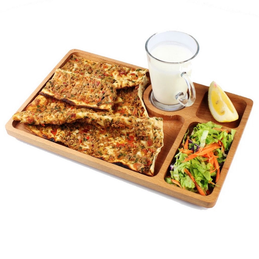 Kuvarz Ahşap 4 Bölmeli Sunum Tabağı 30x19cm