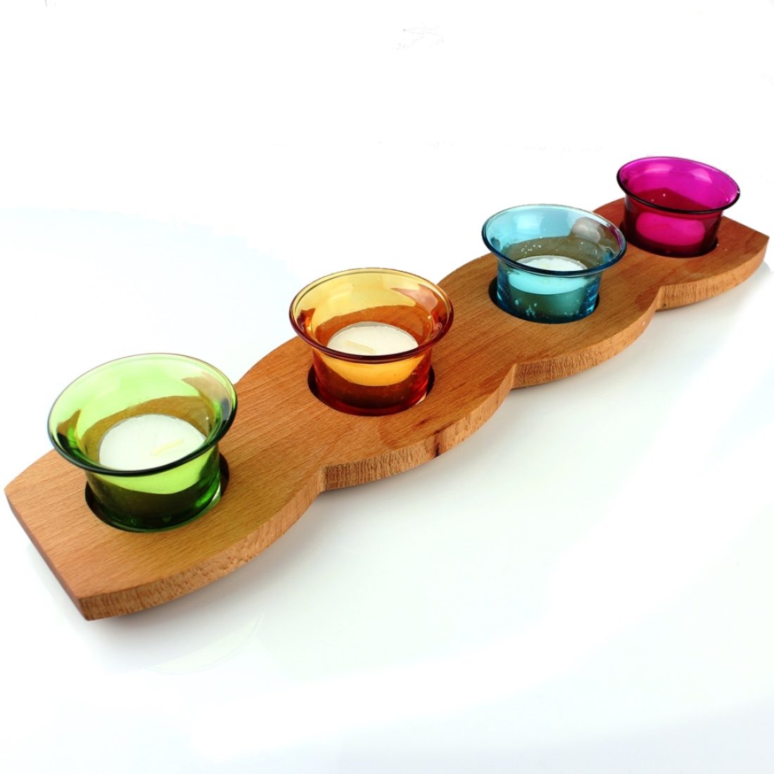 Kuvarz Wooden Decorative Candle Holder 39x9cm