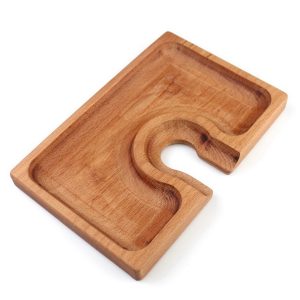 Kuvarz Ahşap Kadeh Tutuculu İkramlik 21x14cm