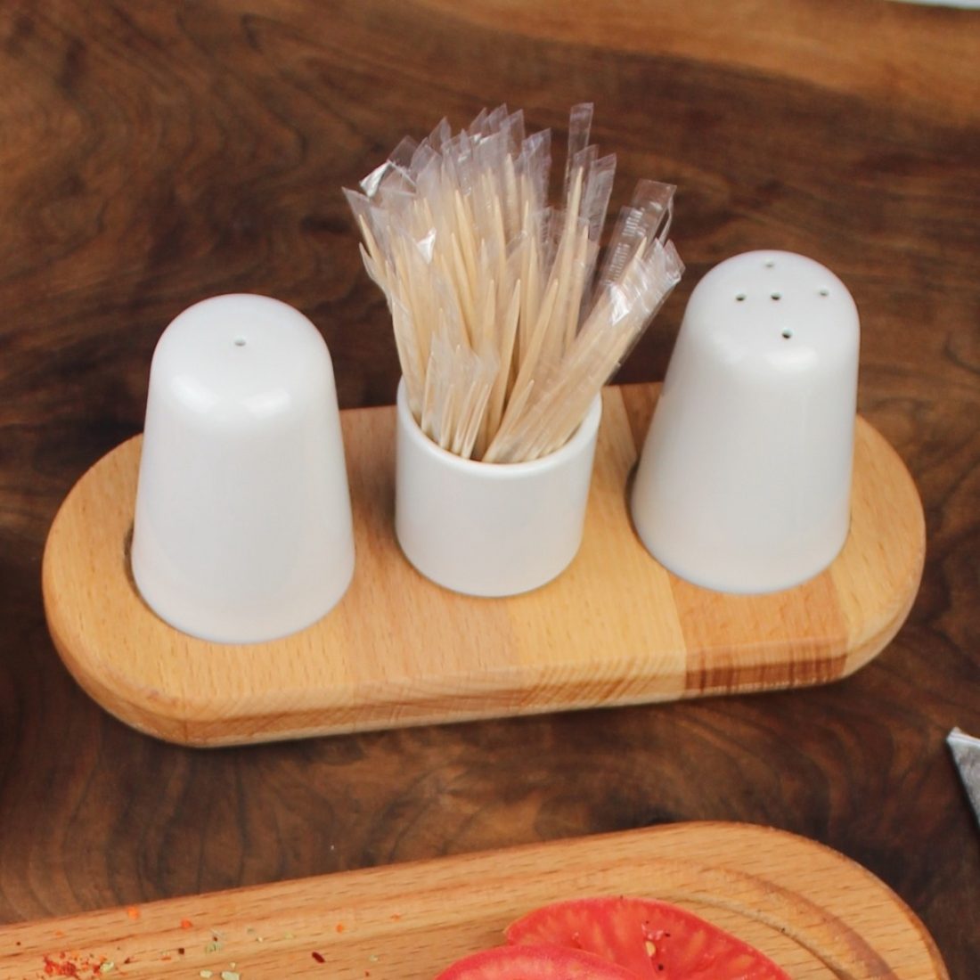 Kuvarz Wooden Salt Shaker Base 21x9cm 1 Kuvarz Wooden Salt Shaker Base 21x9cm