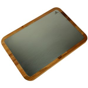 Kuvarz Dikdörtgen Ahşap ve Çelik Sunum Tablası Kayın 34x24cm