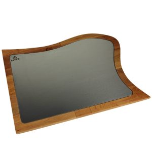 Kuvarz Biftek Ahşap ve Çelik Sunum Tablası Kayın 38x26cm