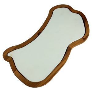 Kuvarz Asimetrik Ahşap ve Mermer Sunum Tablası Kayın 45x24cm