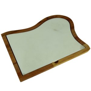 Kuvarz Biftek Ahşap ve Mermer Sunum Tablası Kayın 36x26cm