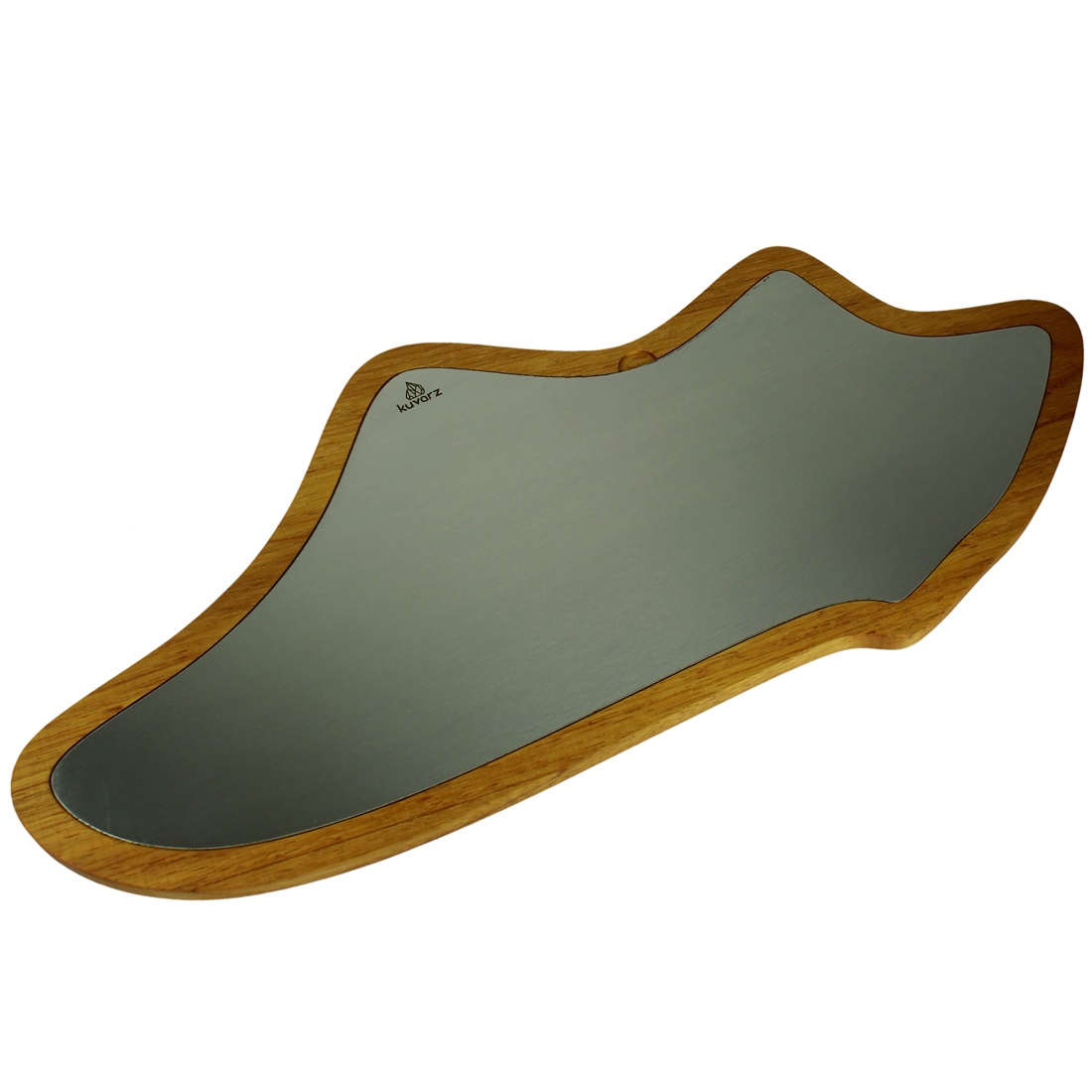 Kuvarz Asimetrik Ahşap ve Çelik Sunum Tablası Iroko 62x26cm 1 Kuvarz Asimetrik Ahşap ve Çelik Sunum Tablası Iroko 62x26cm