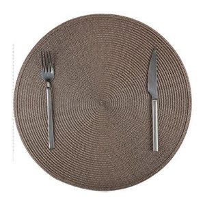 Biradlı BRD-1839 Yuvarlak PVC Amerikan Servis, 38 cm, Kahverengi