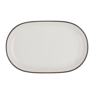 Id Fine Modest Brown Oval Kayık Tabak 14 cm